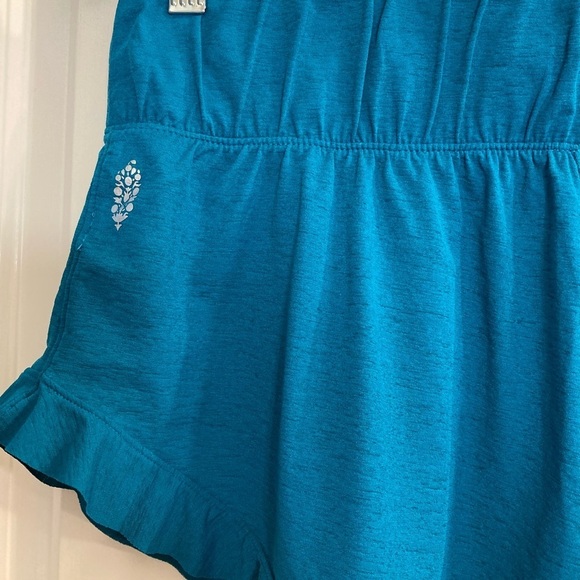Free People movement teal blue ruffle hem athletic shorts w/ elastic waistband - Picture 4 of 4